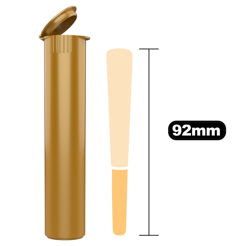92mm Gold Pop Top Pre Roll Child Resistant Tubes - (700 qty.)