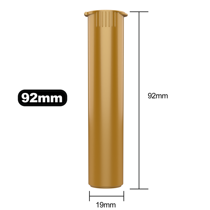 92mm Gold Pop Top Pre Roll Child Resistant Tubes - (700 qty.)
