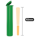 92mm Green Pop Top Pre Roll Child Resistant Tubes - OPEN LID (675 qty.) - Dragon Chewer