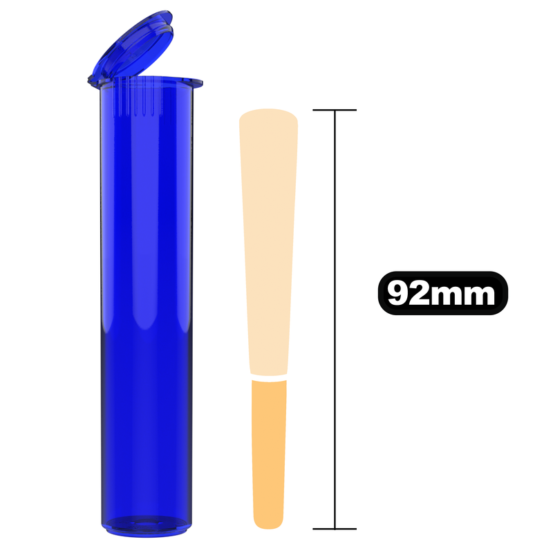 92mm Translucent Blue Bio iQ Pop Top Pre Roll Child Resistant Tubes - (700 qty.)