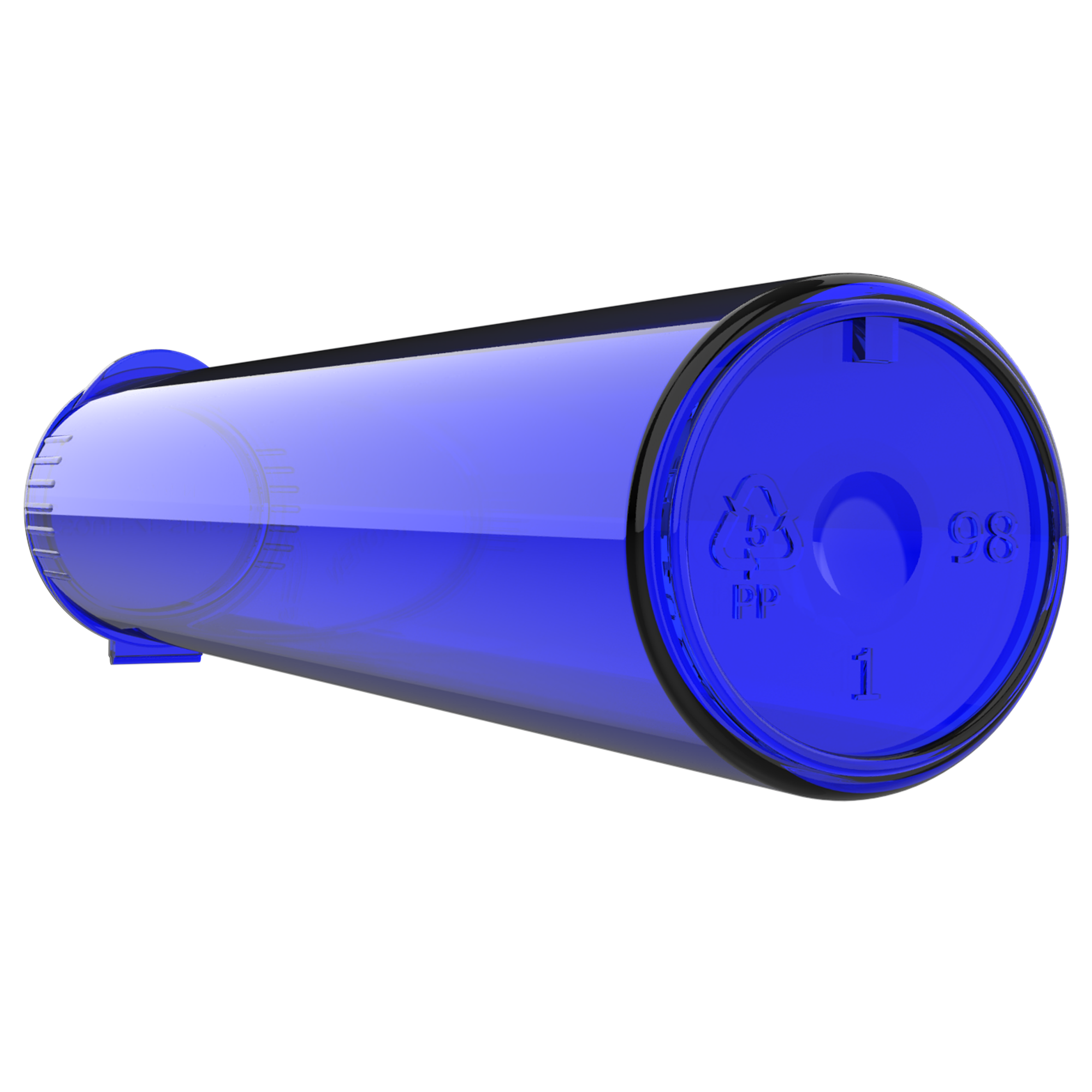 92mm Translucent Blue Pop Top Pre Roll Child Resistant Tubes - (700 qty.) - Dragon Chewer