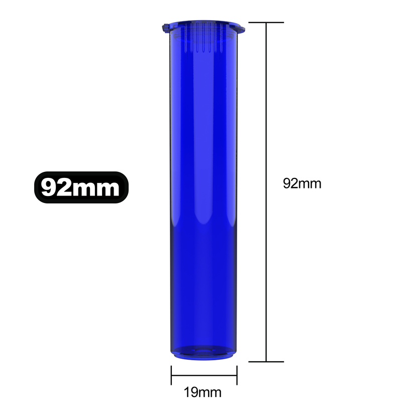 92mm Translucent Blue Bio iQ Pop Top Pre Roll Child Resistant Tubes - (700 qty.)
