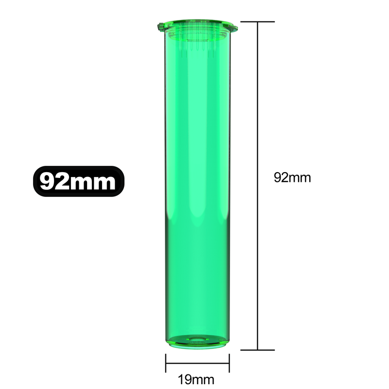 92mm Translucent Green Pop Top Pre Roll Child Resistant Tubes - (700 qty.)