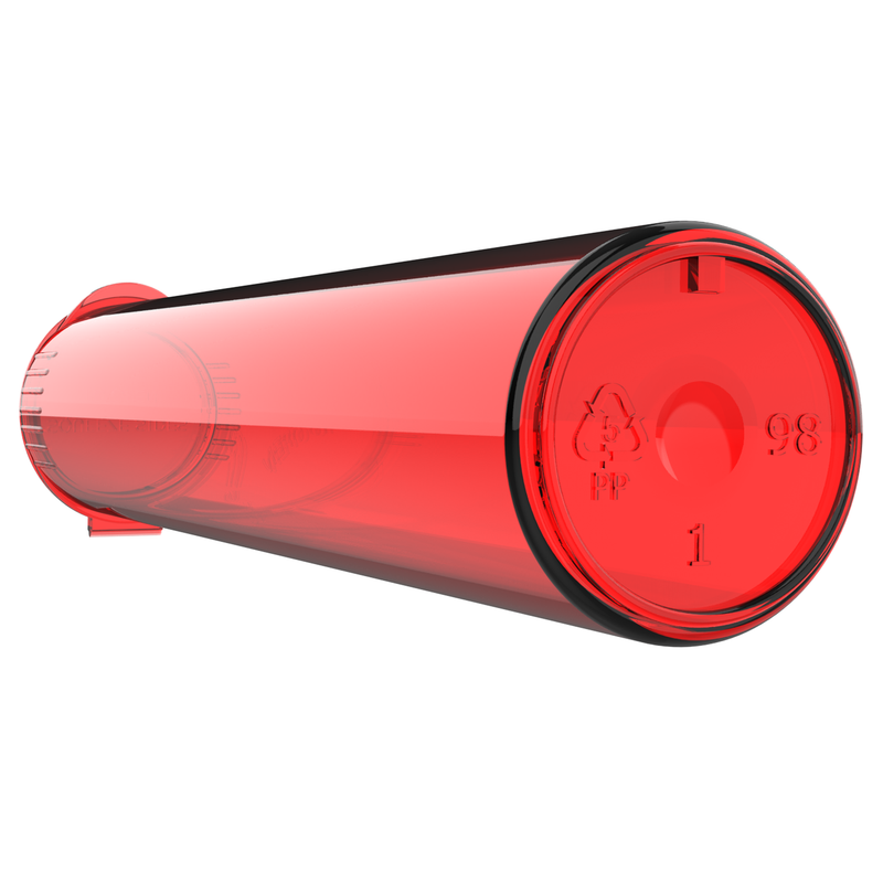 92mm Translucent Red Pop Top Pre Roll Child Resistant Tubes - (700 qty.)