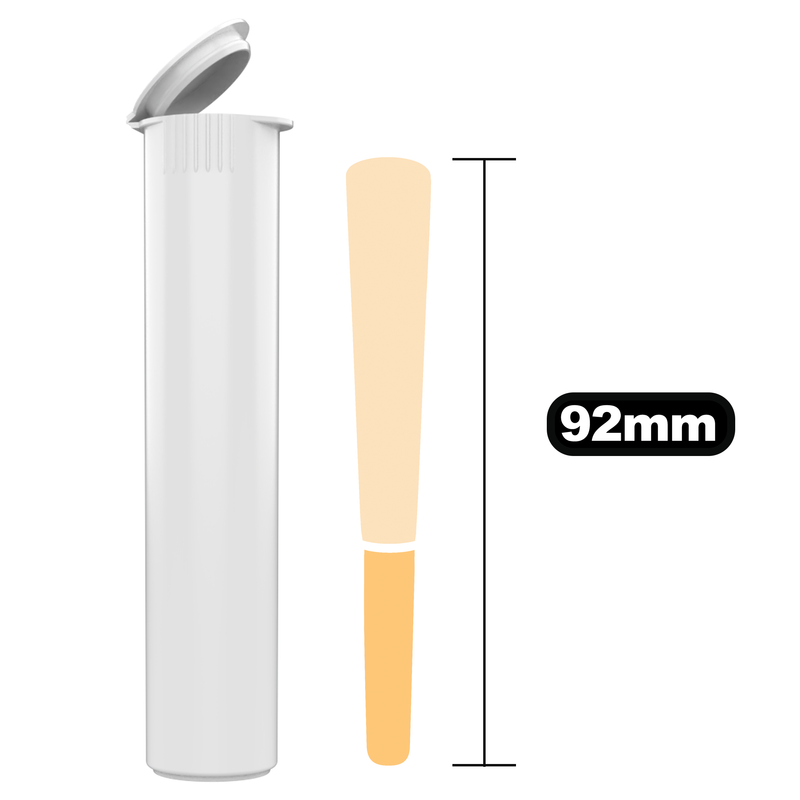 92mm White Pop Top Pre Roll Child Resistant Tubes - (700 qty.)