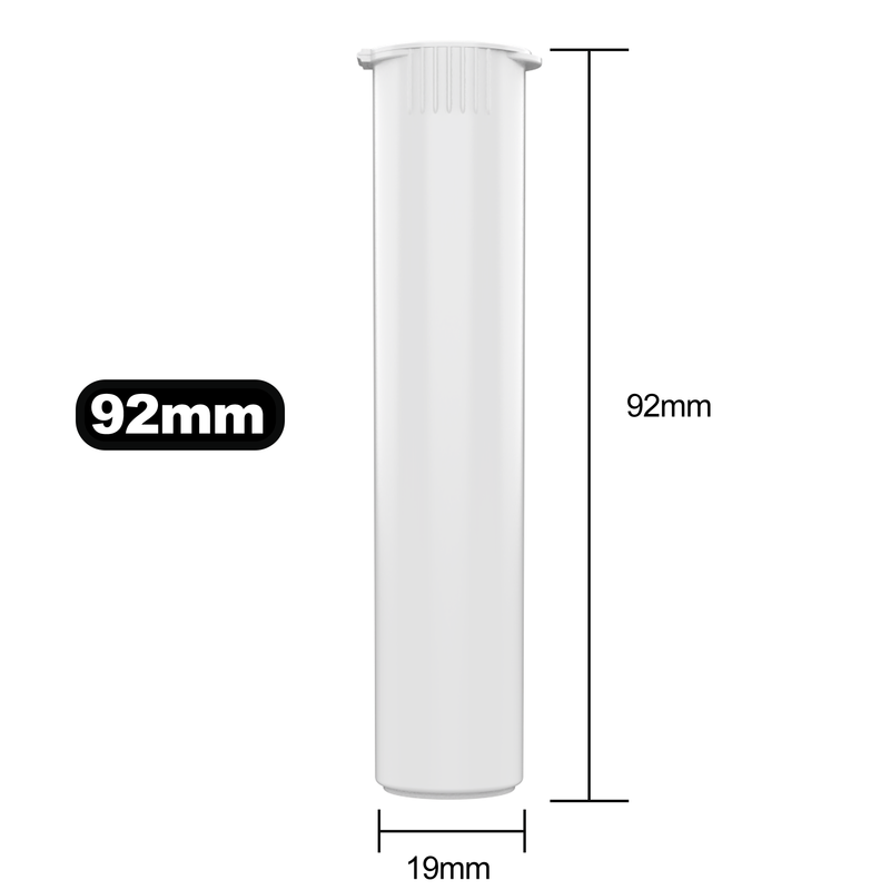92mm White Pop Top Pre Roll Child Resistant Tubes - (700 qty.)