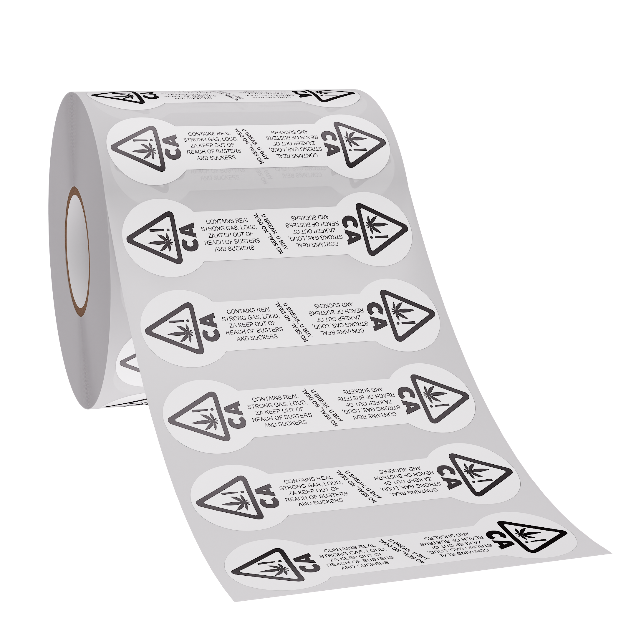 California Tamper Evident Universal THC ! Marijuana Symbol Labels (1,000 qty.)