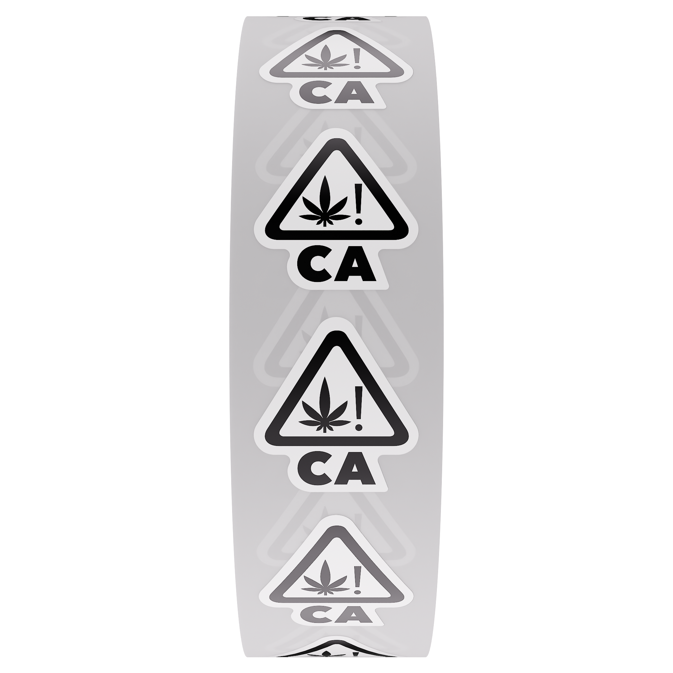 California Die Cut White Universal THC ! Marijuana Symbol Labels (1,000 qty.)