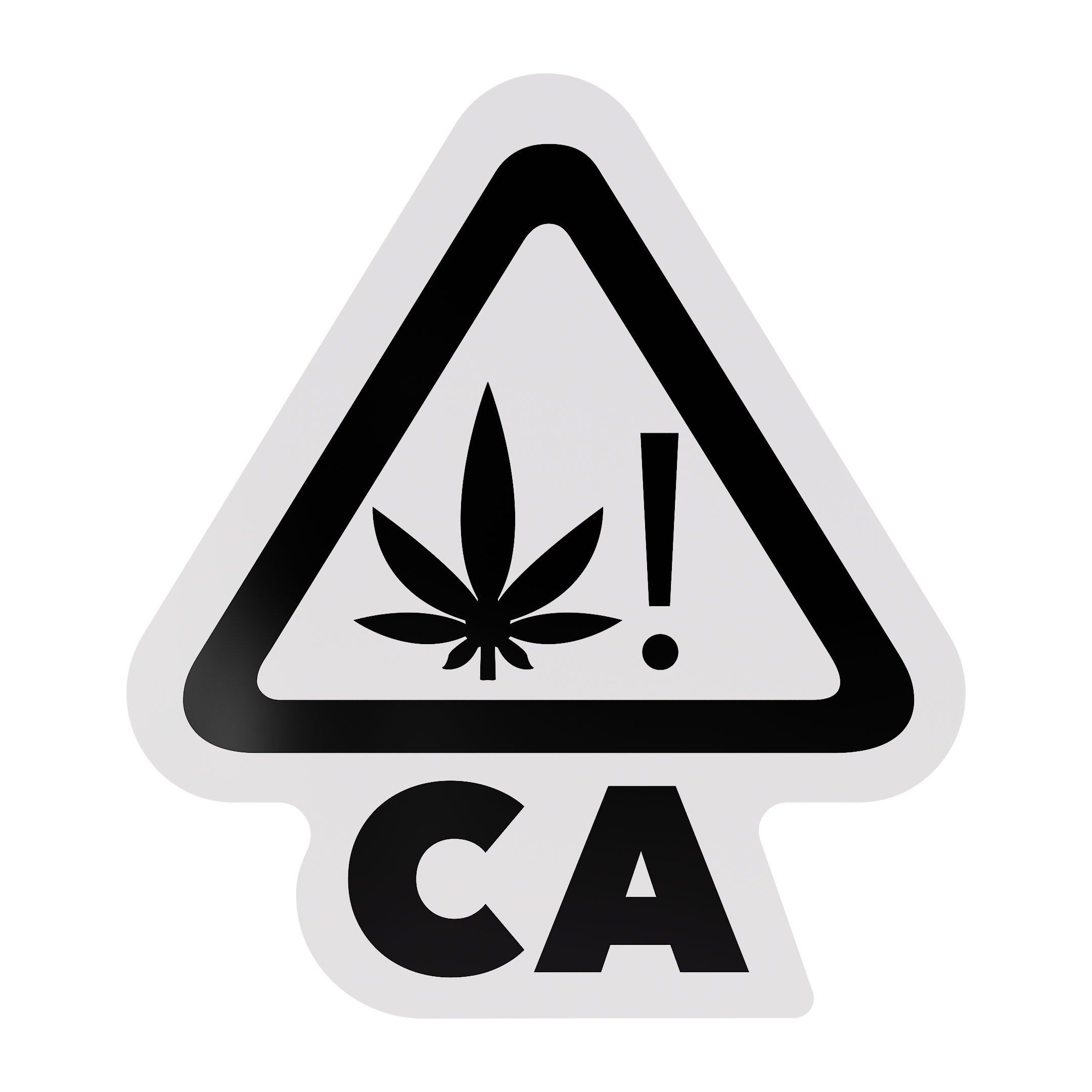 California Die Cut White Universal THC ! Marijuana Symbol Labels (1,000 qty.)