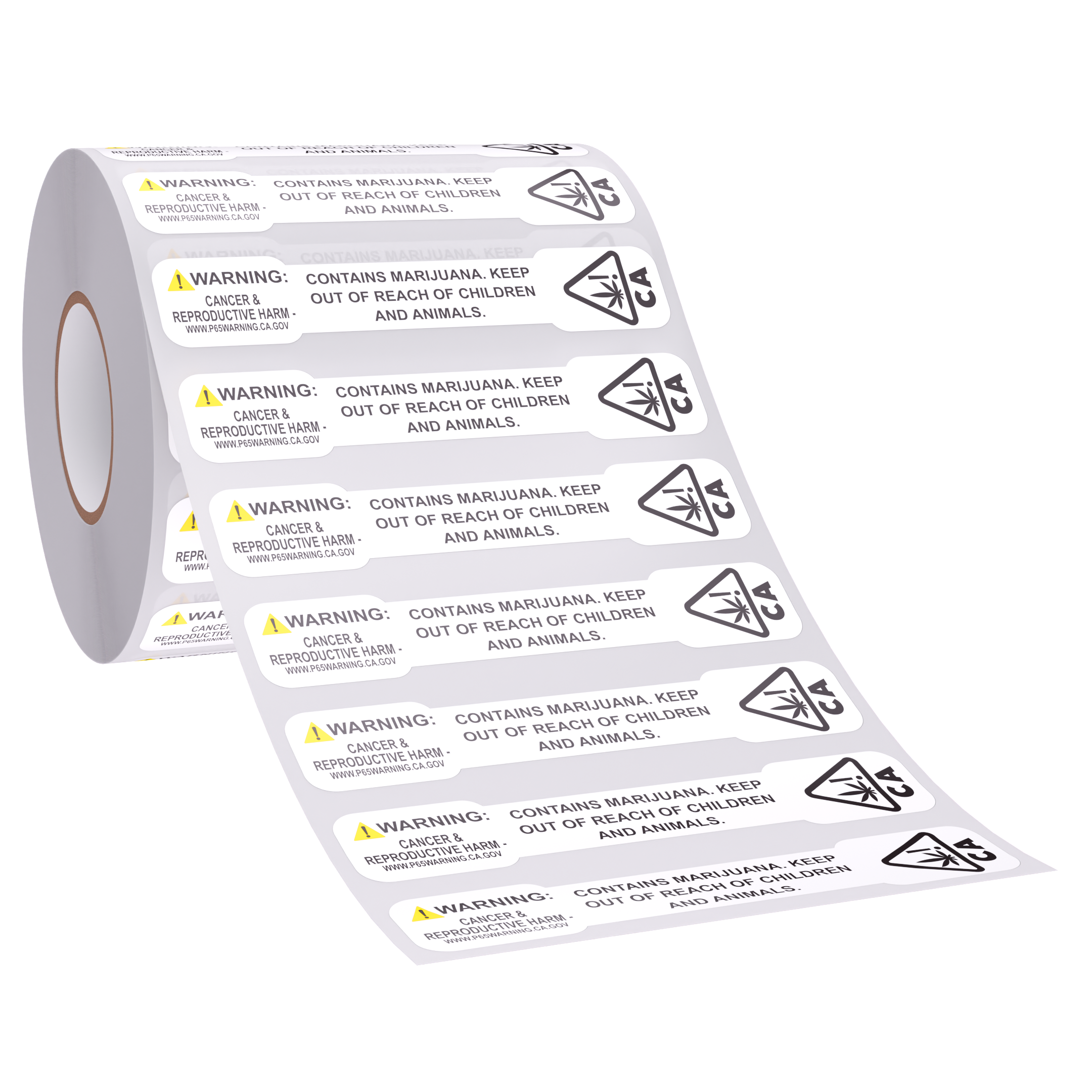 California PROP 65 Tamper Evident Universal THC ! Marijuana Symbol Labels (1,000 qty.)