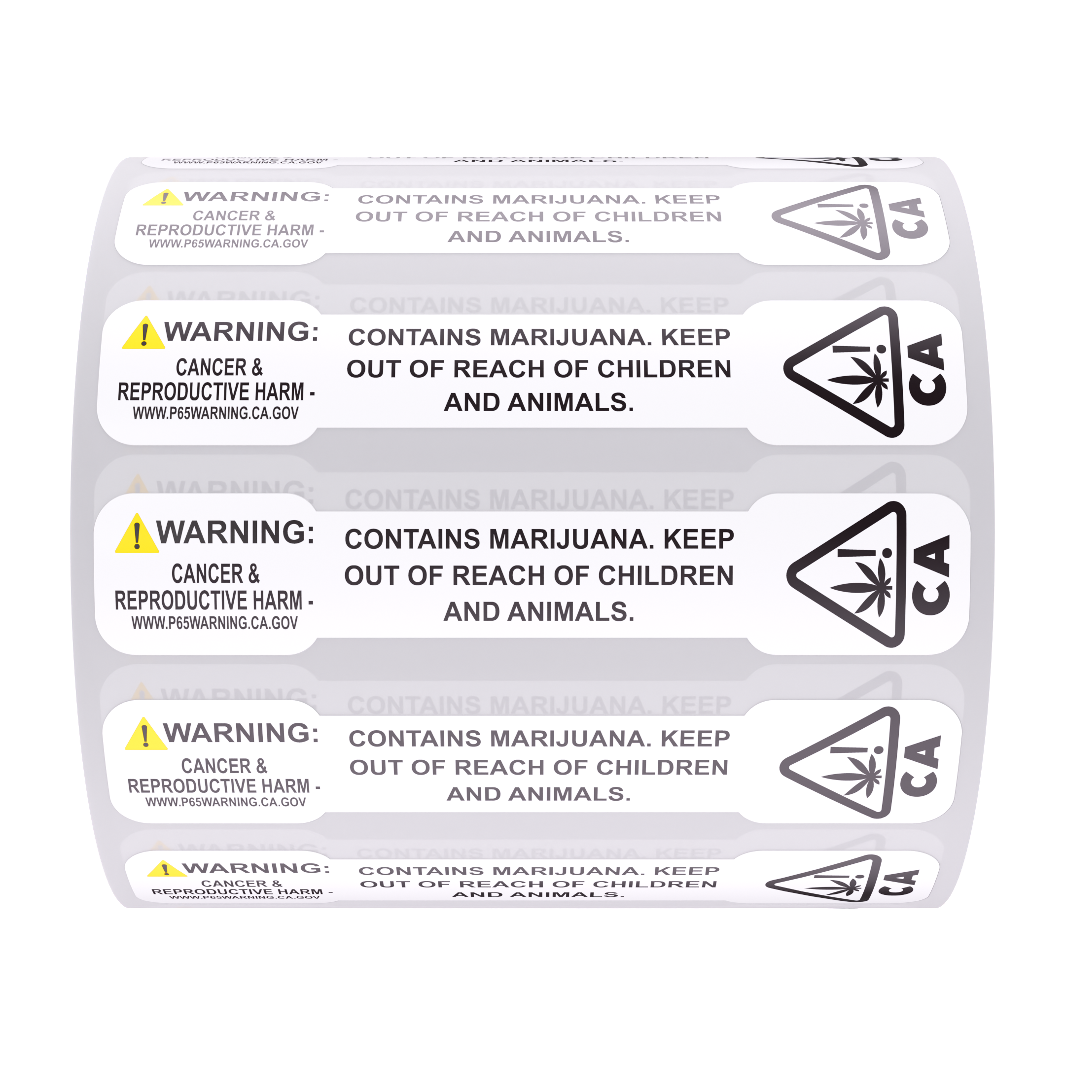 California PROP 65 Tamper Evident Universal THC ! Marijuana Symbol Labels (1,000 qty.)