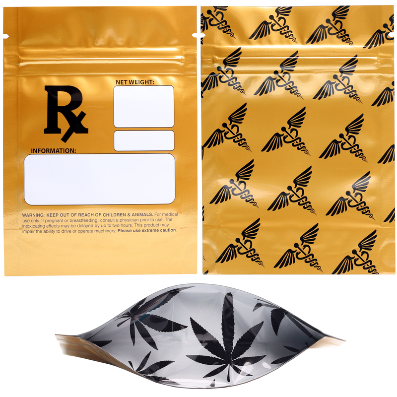 1/8th 3.5g 8th Gold Rx Designer Custom Printed Mylar Bags (1,000 qty.)