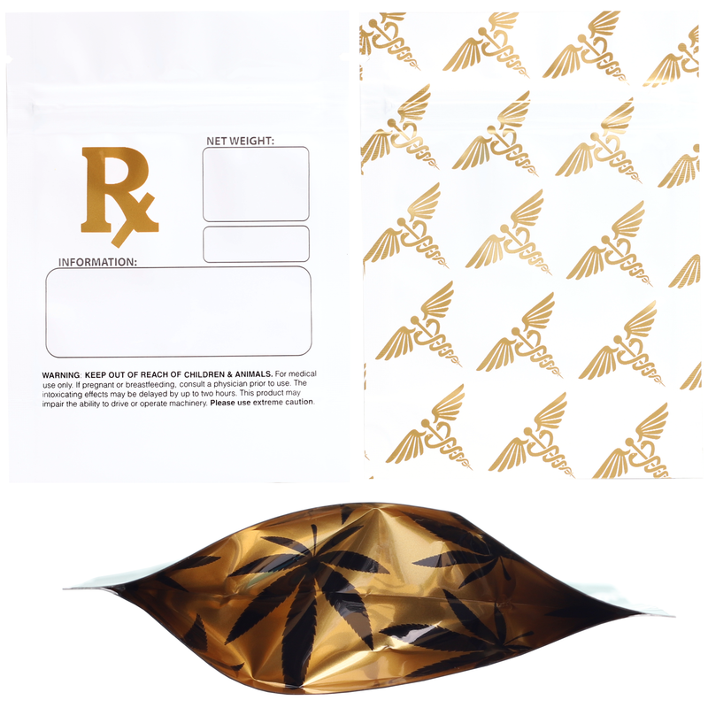 1/8th 3.5g 8th White Rx Designer Custom Printed Mylar Bags (1,000 qty.)