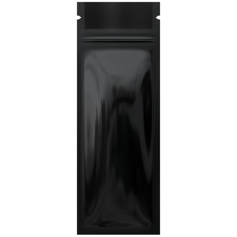 Gloss Black Vista Clear Dragon Chewer syringe king size pre roll top zipper smell proof mylar bags by HIGHLOCK. Best thick wholesale bulk dispensary custom child resistant packaging 420 barrier bags tamper evident resealable large food storage heat sealable 2.16 x 6 vape cartridge pen