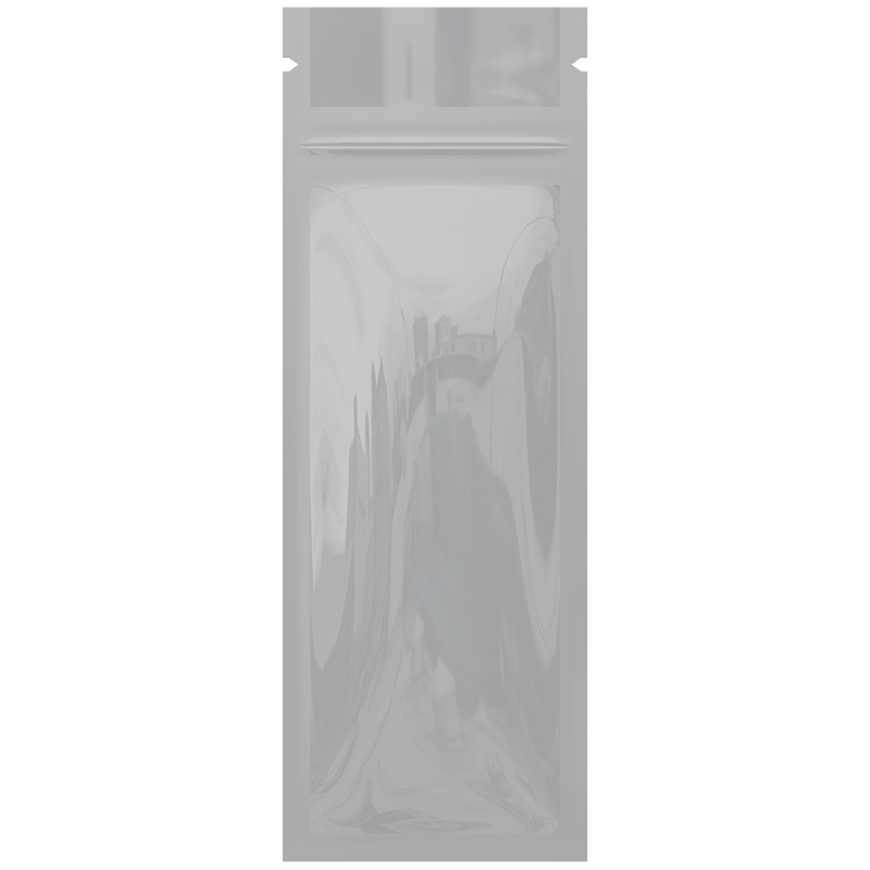 Gloss White Vista Clear Dragon Chewer syringe king size pre roll top zipper smell proof mylar bags by HIGHLOCK. Best thick wholesale bulk dispensary custom child resistant packaging 420 barrier bags tamper evident resealable large food storage heat sealable 2.16 x 6 vape cartridge pen