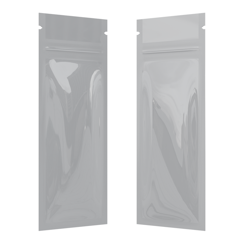 Gloss White Opaque Dragon syringe king size pre roll top zipper smell proof mylar bags by HIGHLOCK. Best thick wholesale bulk dispensary custom child resistant packaging 420 barrier bags tamper evident resealable large food storage near me nearby 2.16x6 vape cartridge pen