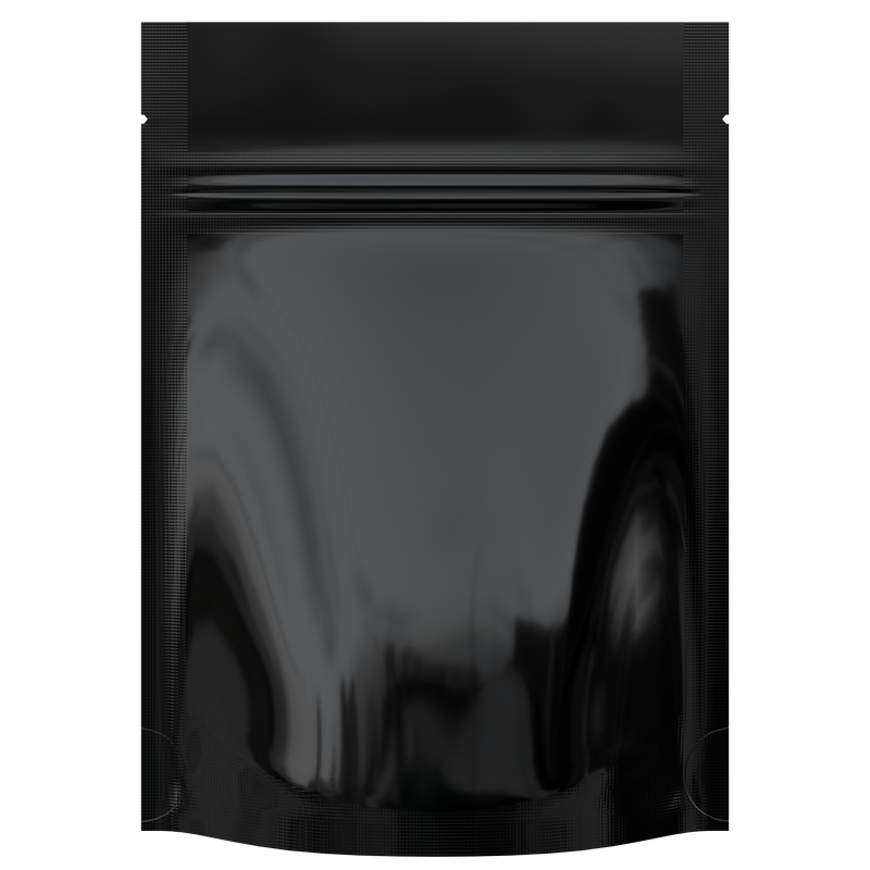 Gloss Black Vista Clear Dragon Chewer 3.5 g gram 1/8 quarter ounce smell proof mylar bags by HIGHLOCK. Best thick wholesale bulk dispensary custom child resistant packaging 420 barrier bags tamper evident resealable large food storage heat sealable 3 x 5