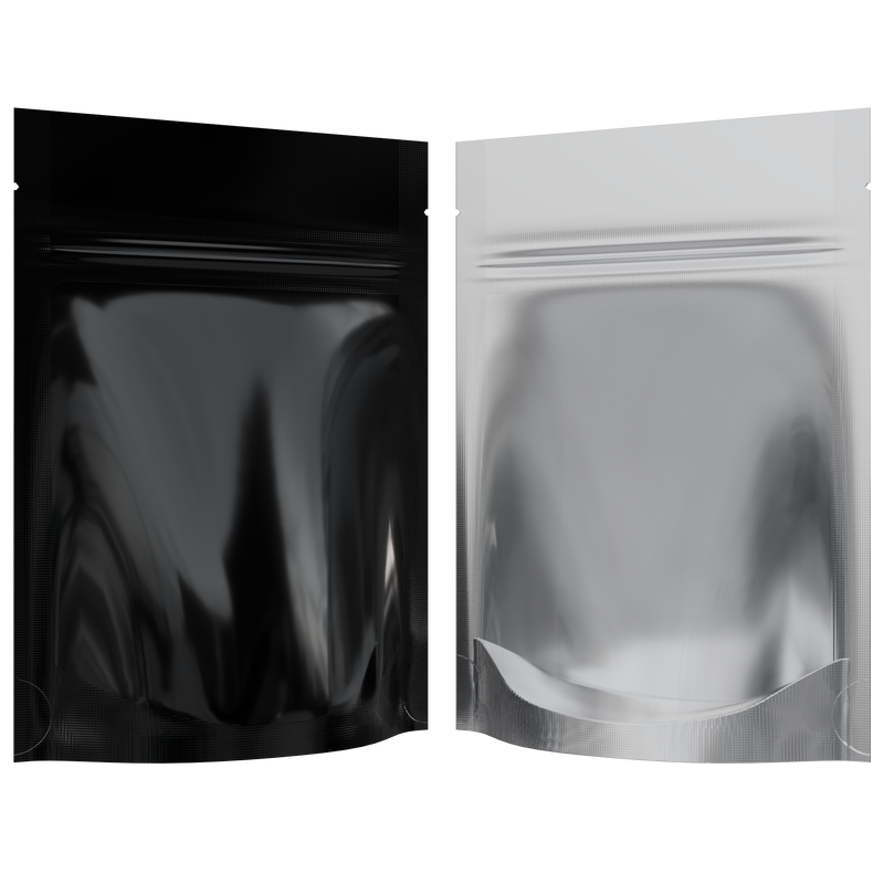Gloss Black Vista Clear Translucent Transparent Dragon 3.5 g gram 1/8 ounce smell proof mylar bags by HIGHLOCK. Best thick wholesale bulk dispensary custom child resistant packaging 420 barrier bags tamper evident resealable large food storage near me nearby 3 x 5