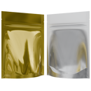 Gloss Gold Vista Clear Translucent Transparent Dragon 3.5 g gram 1/8 ounce smell proof mylar bags by HIGHLOCK. Best thick wholesale bulk dispensary custom child resistant packaging 420 barrier bags tamper evident resealable large food storage near me nearby 3 x 5