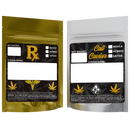 Gloss Gold Vista Clear Translucent Transparent Dragon Chewer 3.5 g gram 1/8 ounce smell proof mylar bags by HIGHLOCK. Best thick wholesale bulk dispensary custom child resistant packaging 420 barrier bags tamper evident resealable large food storage 3x5 pouch gusset usa cheap rx printable strain cali custom stickers template generic 100 pack designer metallic gold