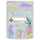 Gloss Holographic Vista Clear Translucent Transparent Dragon Chewer 3.5 g gram 1/8 ounce smell proof mylar bags by HIGHLOCK. Best thick wholesale bulk dispensary custom child resistant packaging 420 barrier bags tamper evident resealable large food storage baggies 3 x 5 strain cali custom stickers template generic free 3 x 1 logo 100 pack