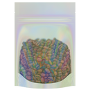 Gloss Holographic Vista Clear Dragon Chewer 3.5 g gram 1/8 quarter ounce smell proof mylar bags by HIGHLOCK. Best thick wholesale bulk dispensary custom child resistant packaging 420 barrier bags tamper evident resealable large food storage heat sealable 3 x 5 strain cali custom stickers template generic free 3 x 1 logo 100 pack CA designer metallic gold