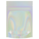 Gloss Holographic Vista Clear Dragon Chewer 3.5 g gram 1/8 smell proof mylar bags by HIGHLOCK. Best thick wholesale bulk dispensary custom child resistant packaging 420 barrier bags tamper evident resealable large food storage heat sealable tear notches 3 x 5 100 PACK