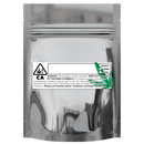 Gloss Silver Vista Clear Translucent Transparent Dragon Chewer 3.5 g gram 1/8 ounce smell proof mylar bags by HIGHLOCK. Best thick wholesale bulk dispensary custom child resistant packaging 420 barrier bags tamper evident resealable large food storage baggies 3 x 5 strain cali custom stickers template generic free 3 x 1 logo 100 pack