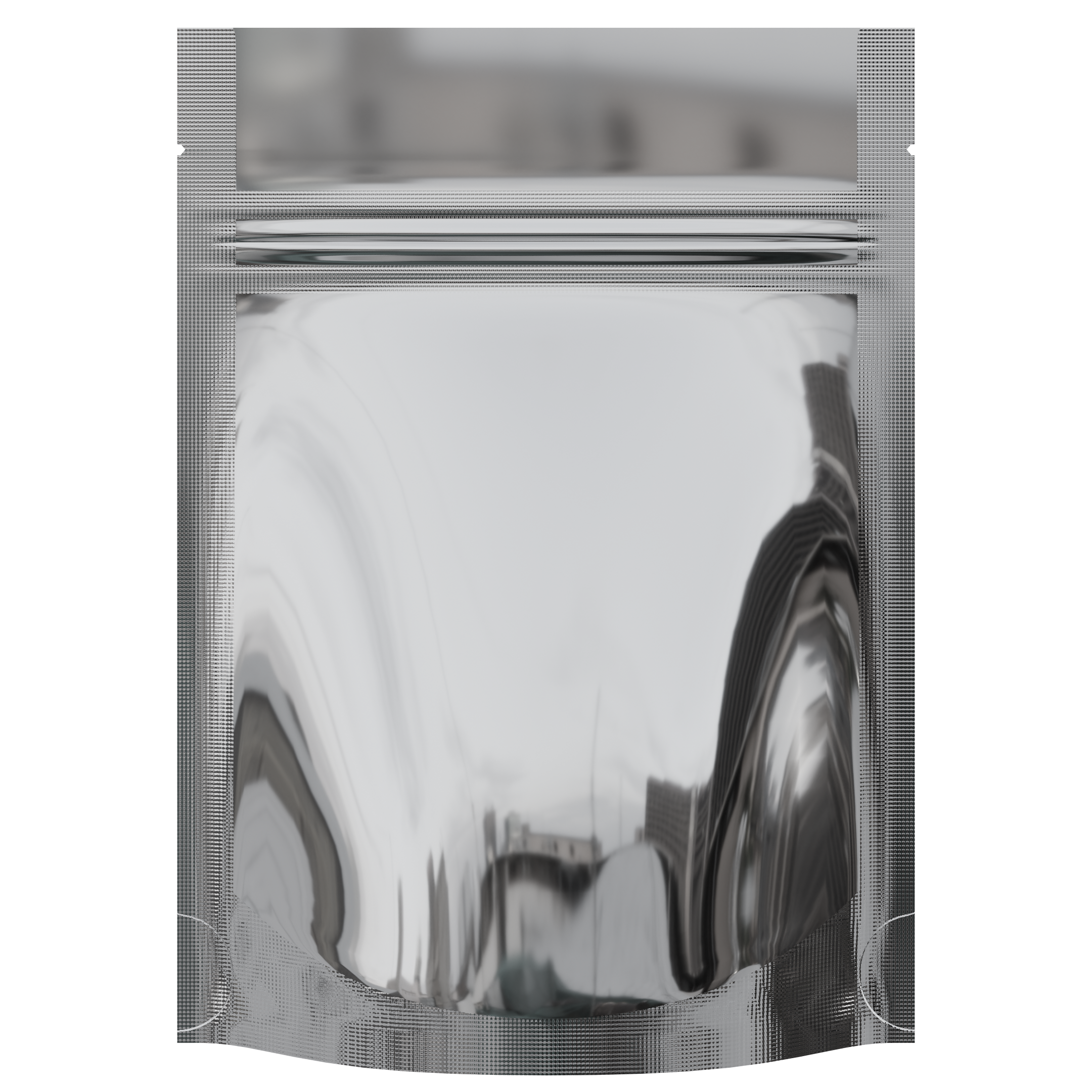 Gloss Silver Metallic Vista Clear Dragon Chewer 3.5 g gram 1/8 quarter ounce smell proof mylar bags by HIGHLOCK. Best thick wholesale bulk dispensary custom child resistant packaging 420 barrier bags tamper evident resealable large food storage heat sealable 3 x 5