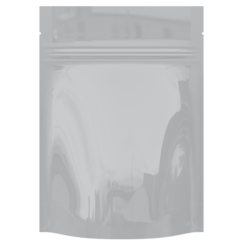 Gloss White Opaque Dragon Chewer 3.5 g gram 1/8 quarter ounce smell proof mylar bags by HIGHLOCK. Best thick wholesale bulk dispensary custom child resistant packaging 420 barrier bags tamper evident resealable large food storage heat sealable 3 x 5 100 PACK