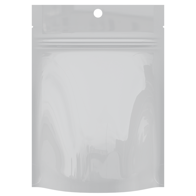 Gloss White Opaque Dragon Chewer 3.5 g gram 1/8 quarter ounce smell proof mylar bags by HIGHLOCK. Best thick wholesale bulk dispensary custom child resistant packaging 420 barrier bags tamper evident resealable large food storage heat sealable 3 x 5 100 PACK hang hole