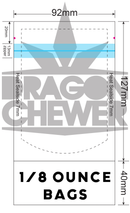 Kraft Paper Opaque Dragon Chewer 3.5 g gram 1/8 smell proof mylar bags by HIGHLOCK. Best thick wholesale bulk dispensary custom child resistant packaging 420 barrier bags tamper evident resealable large food storage heat sealable tear notches plastic baggies 3 x 5