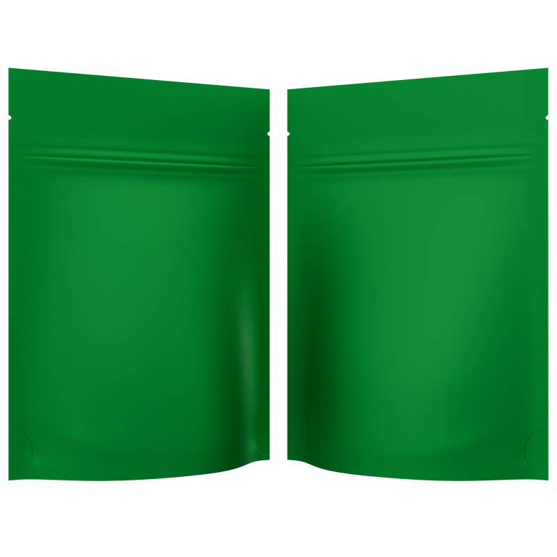 Matte Green Opaque Dragon Chewer 3.5 g gram 1/8 ounce smell proof mylar bags by HIGHLOCK. Best thick wholesale bulk dispensary custom child resistant packaging 420 barrier bags tamper evident resealable large food storage 3x5 pouch gusset usa cheap 100 PACK