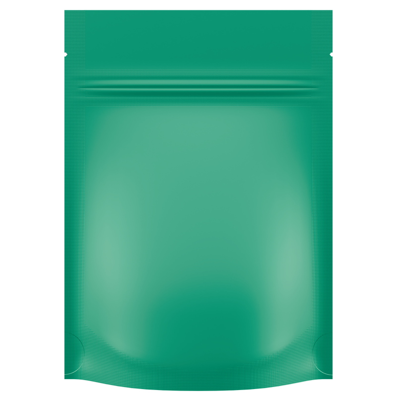Matte Mint Green Opaque Dragon Chewer 3.5 g gram 1/8 ounce smell proof mylar bags by HIGHLOCK. Best thick wholesale bulk dispensary custom child resistant packaging 420 barrier bags tamper evident resealable large food storage baggies 3 x 5 100 PACK