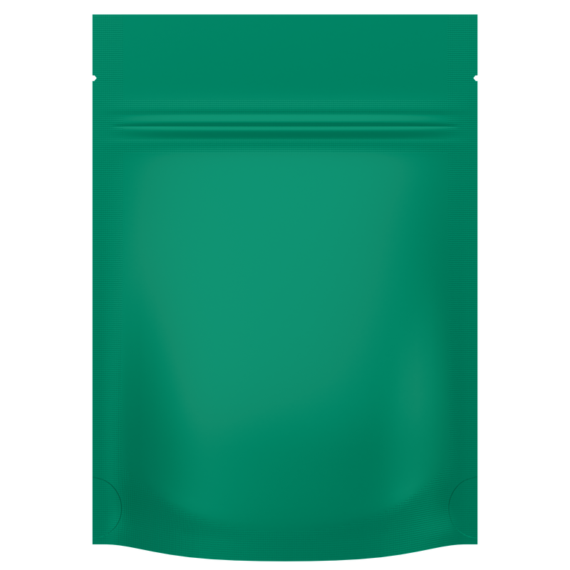 Matte Mint Green Opaque Dragon Chewer 3.5 g gram 1/8 quarter ounce smell proof mylar bags by HIGHLOCK. Best thick wholesale bulk dispensary custom child resistant packaging 420 barrier bags tamper evident resealable large food storage heat sealable 3 x 5 100 PACK