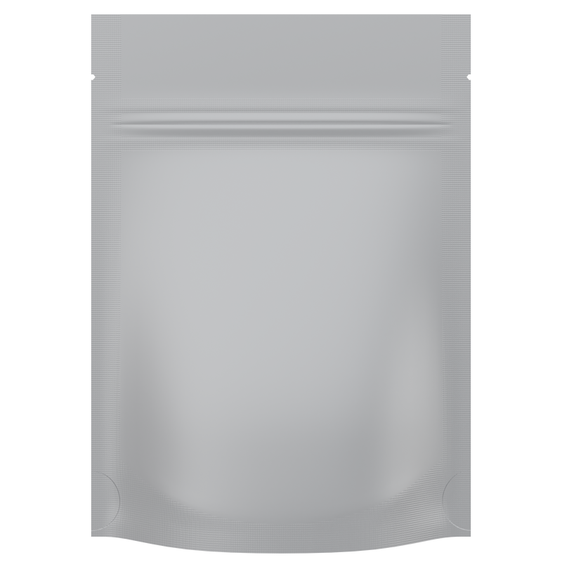 Matte White Vista Clear Dragon Chewer 3.5 g gram 1/8 quarter ounce smell proof mylar bags by HIGHLOCK. Best thick wholesale bulk dispensary custom child resistant packaging 420 barrier bags tamper evident resealable large food storage heat sealable 3 x 5 100 PACK