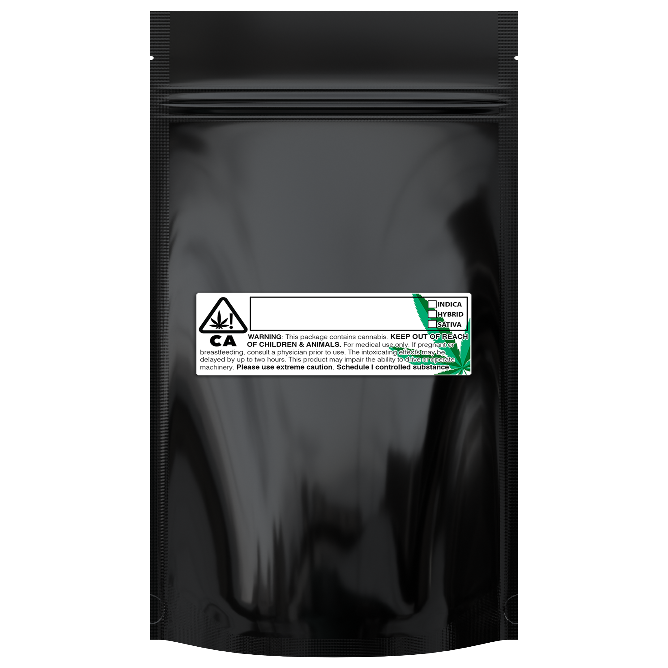 1/2 Ounce Gloss Black & Gloss Black Mylar Bags + Labels - (100 qty.) - Dragon Chewer