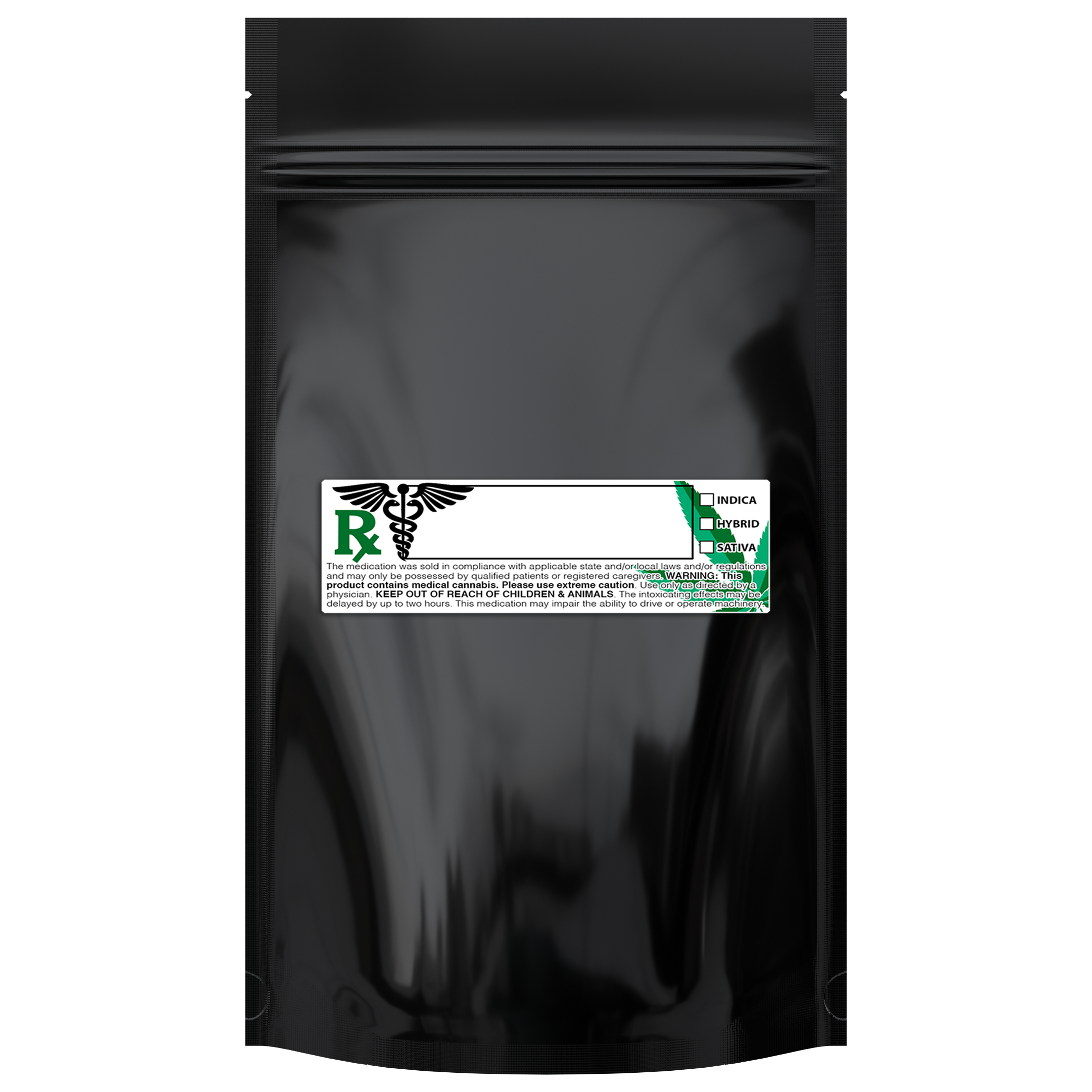 1/2 Ounce Gloss Black & Gloss Black Mylar Bags + Labels - (100 qty.) - Dragon Chewer