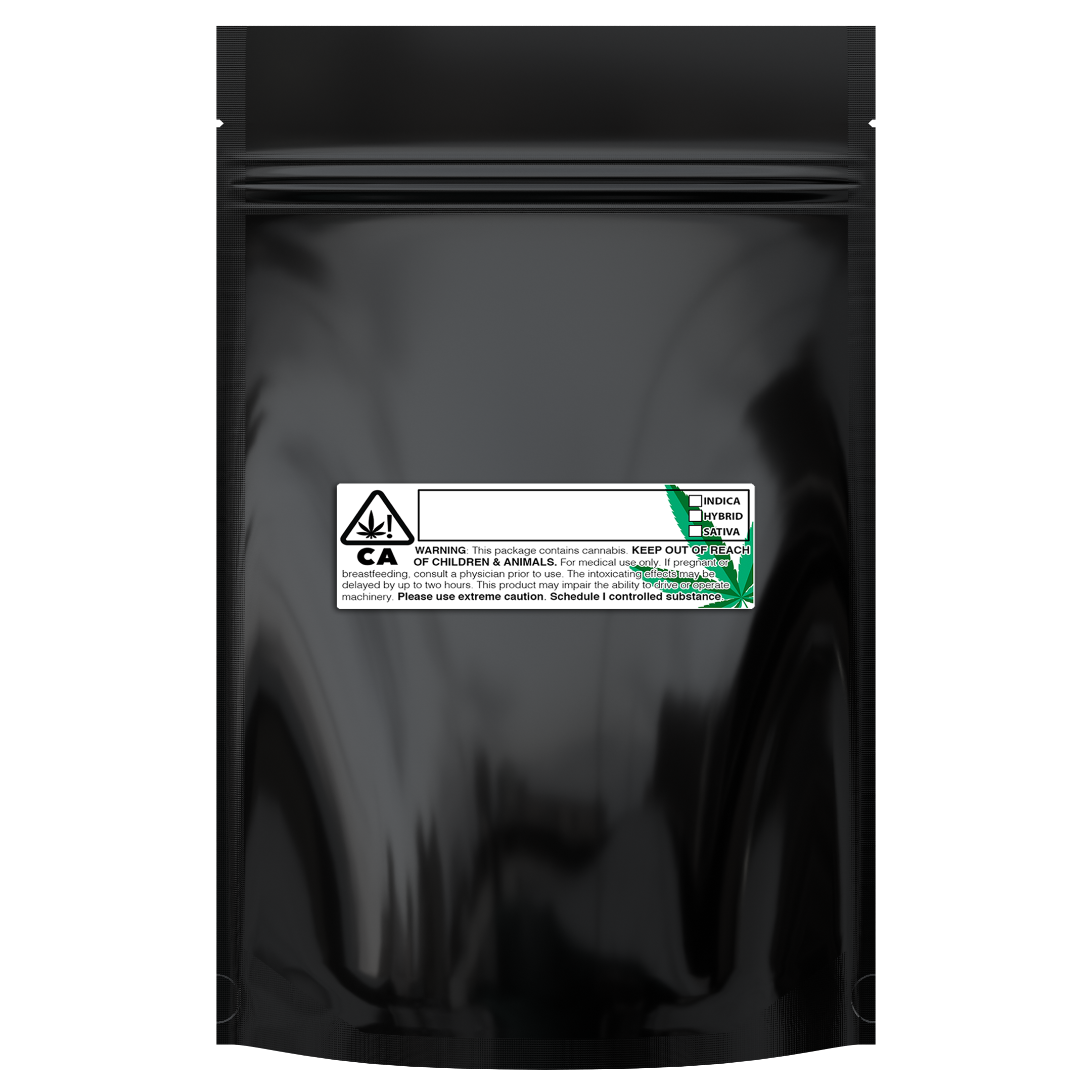 1 Ounce Gloss Black & Clear Mylar Bags + Labels - (100 qty.) - Dragon Chewer