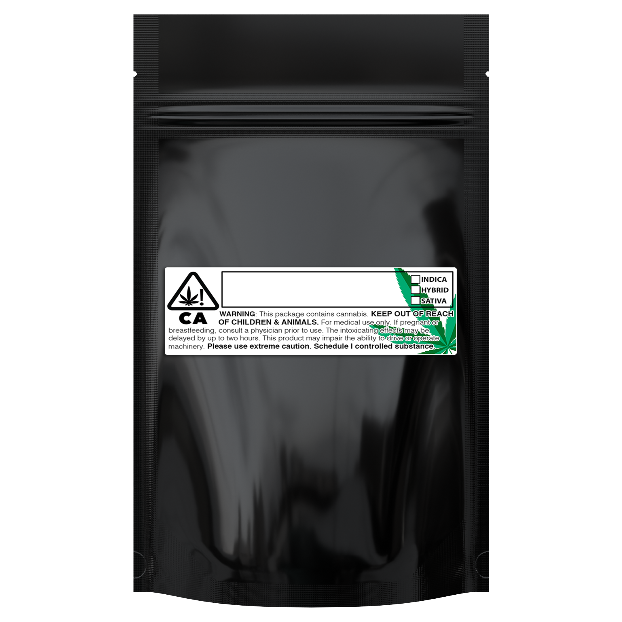 1/4 Ounce Gloss Black & Clear Mylar Bags + Labels - (100 qty.) - Dragon Chewer