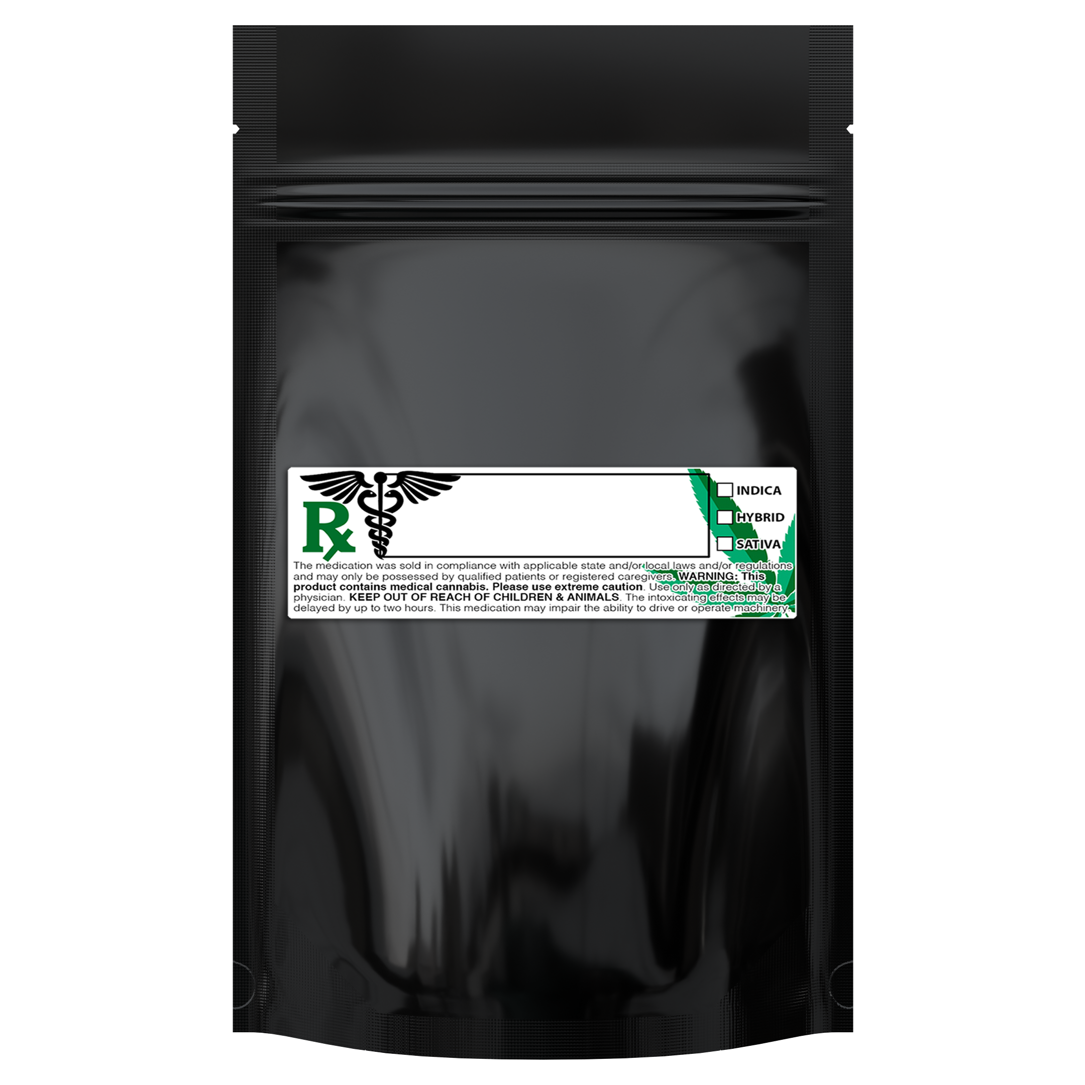 1/4 Ounce Gloss Black & Gloss Black Mylar Bags + Labels - (100 qty.) - Dragon Chewer