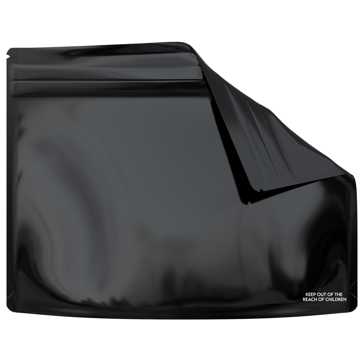 Large 12 x 9 CR Exit Bags Gloss Black Opaque Mylar Bags - Child Resistant - NSFK Print (800 qty.)