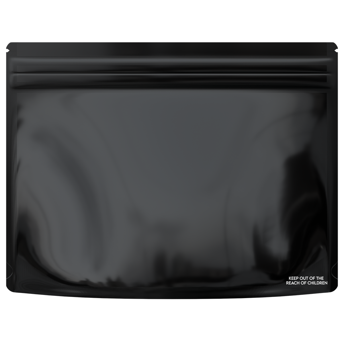 Large 12 x 9 CR Exit Bags Gloss Black Opaque Mylar Bags - Child Resistant - NSFK Print (800 qty.)