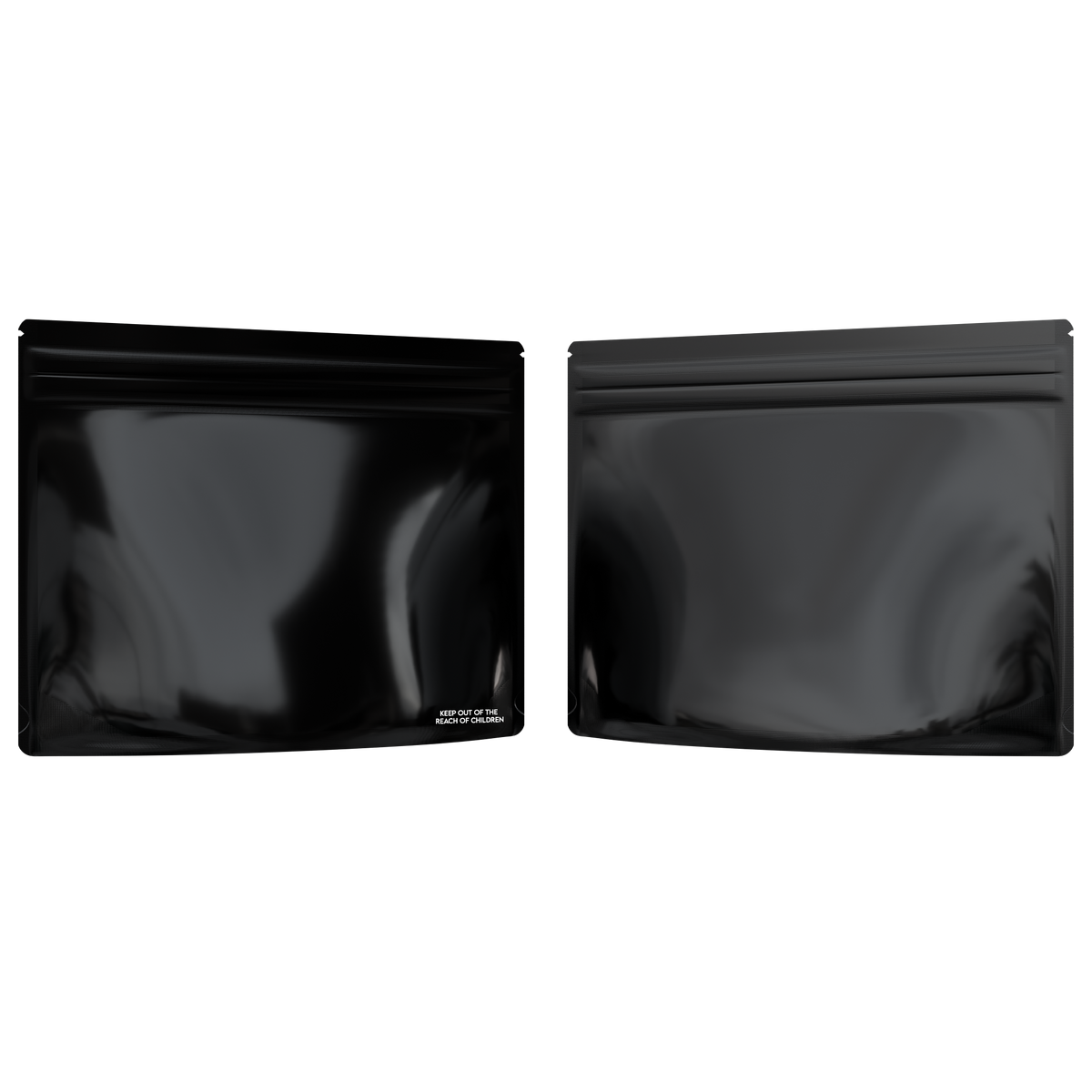 Large 12 x 9 CR Exit Bags Gloss Black Opaque Mylar Bags - Child Resistant - NSFK Print (800 qty.)