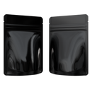 1/8th Ounce 3.5g CR Exit Bags Gloss Black / Gloss Black - Tear Notch Mylar Bags - Child Resistant - (1,000 qty.) - Dragon Chewer