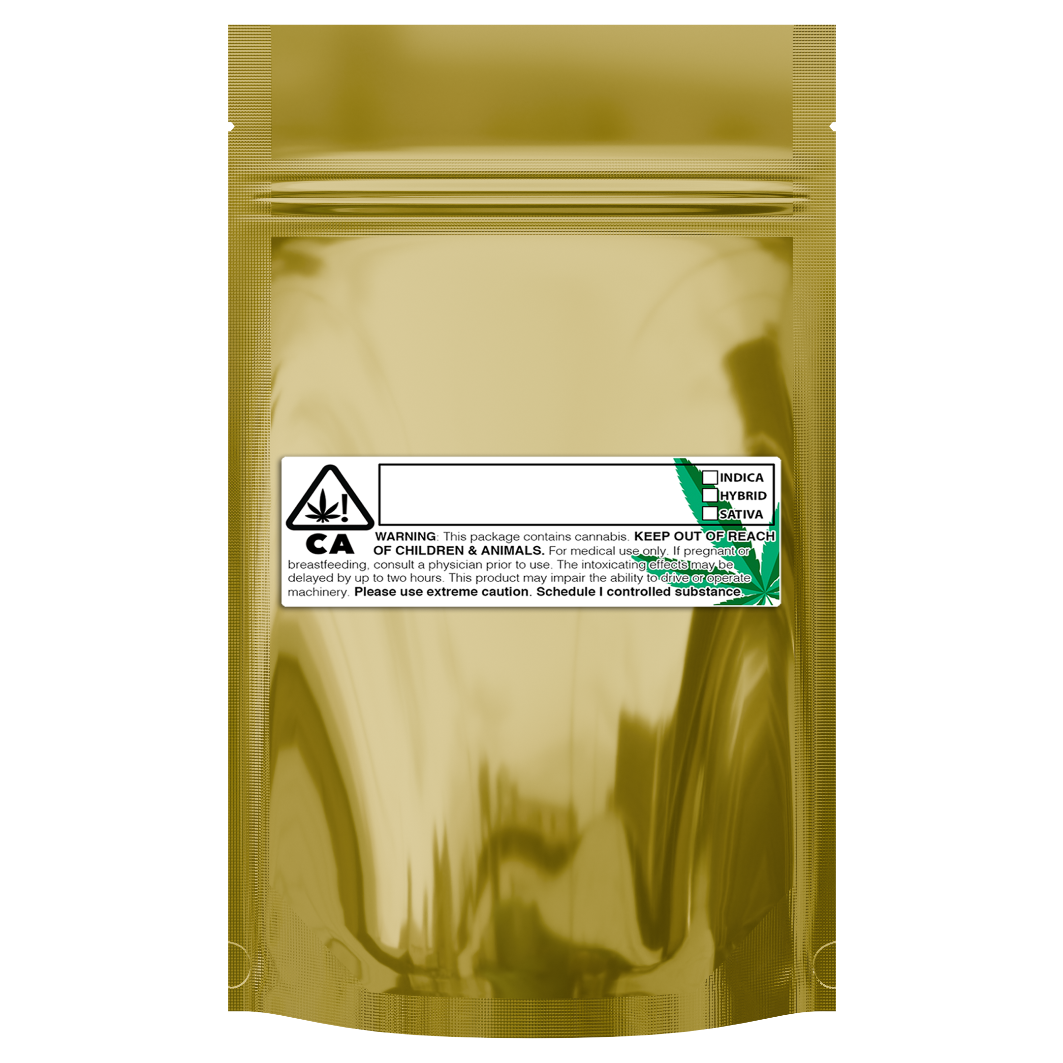 1/4 Ounce Gloss Gold & Clear Mylar Bags + Labels - (100 qty.) - Dragon Chewer