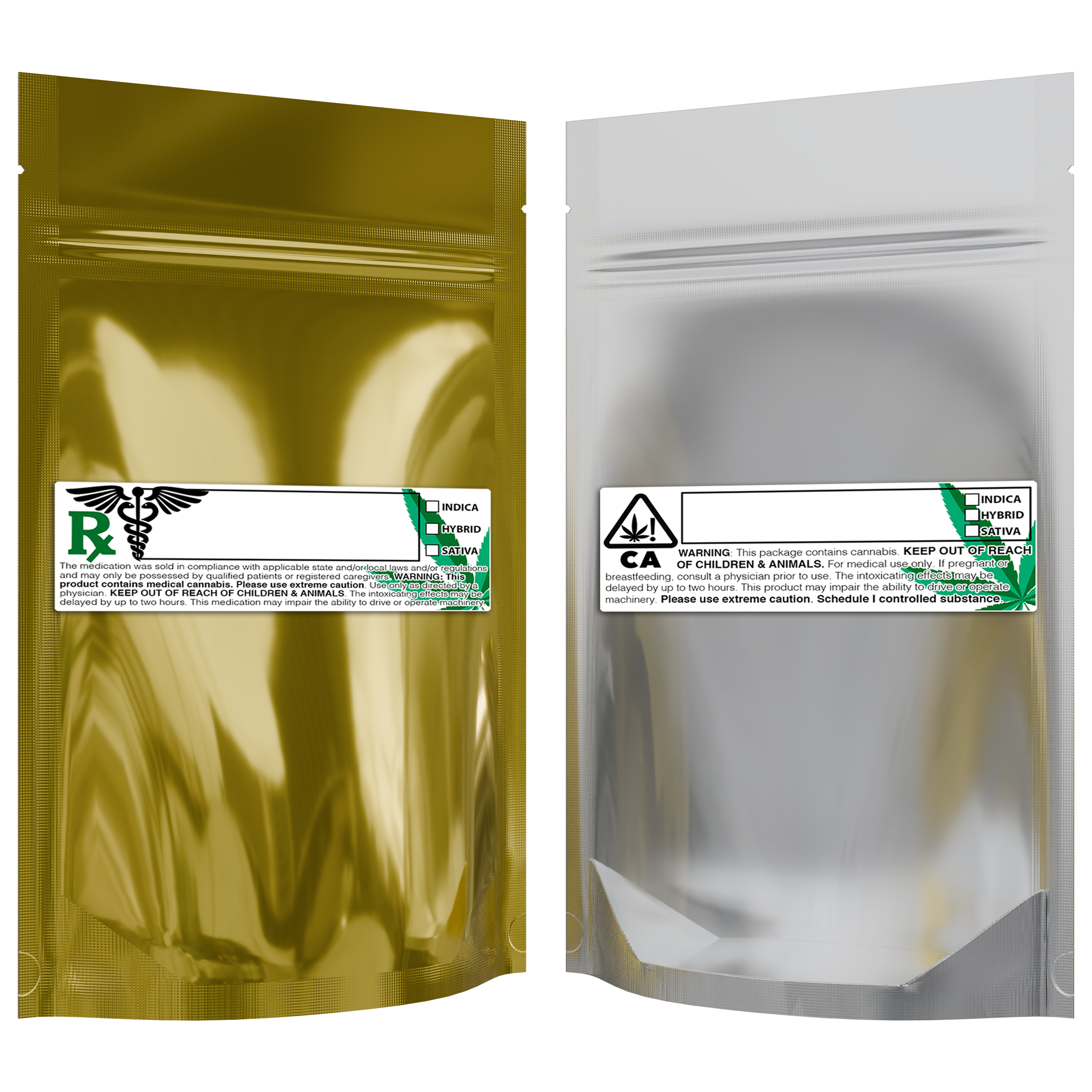 1/4 Ounce Gloss Gold & Clear Mylar Bags + Labels - (100 qty.) - Dragon Chewer