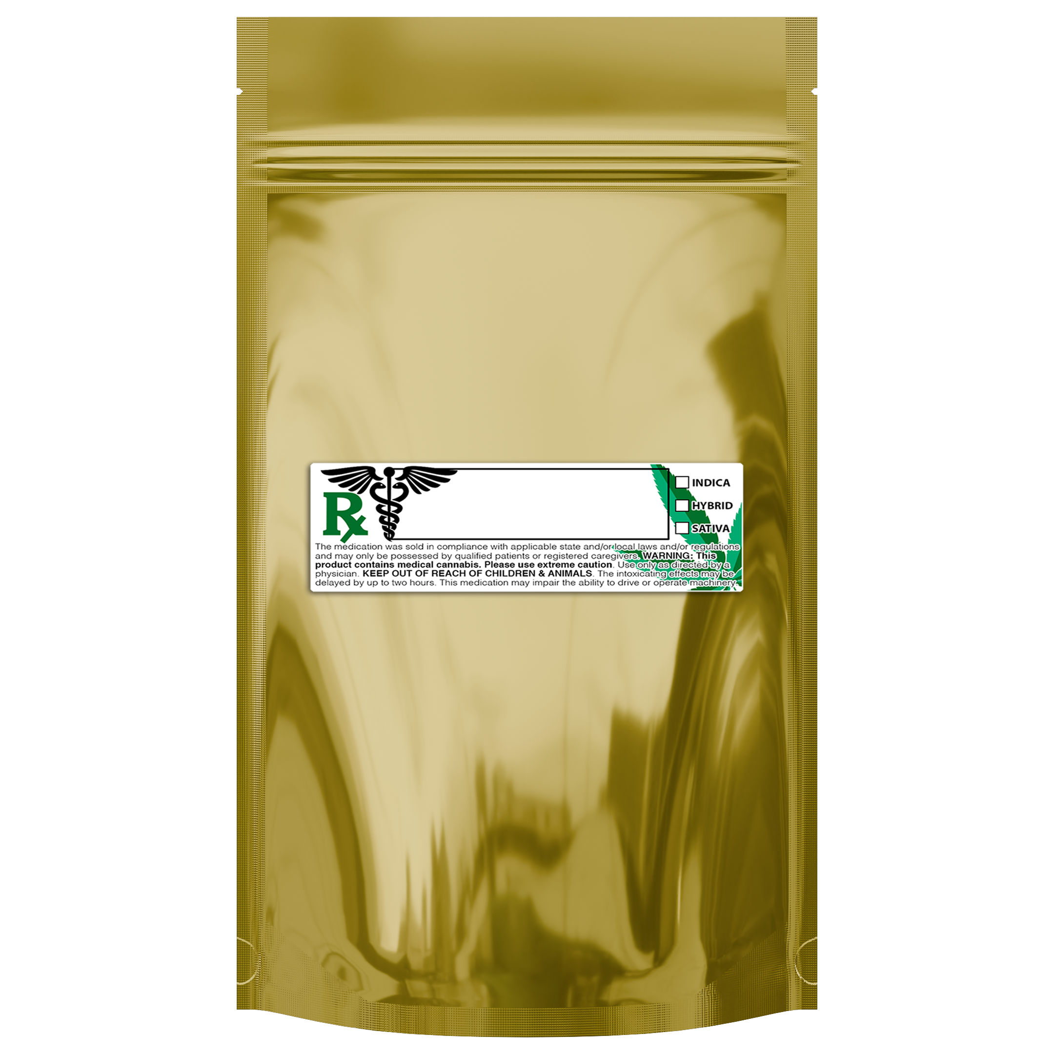 1/2 Ounce Gloss Gold & Clear Mylar Bags + Labels - (100 qty.) - Dragon Chewer