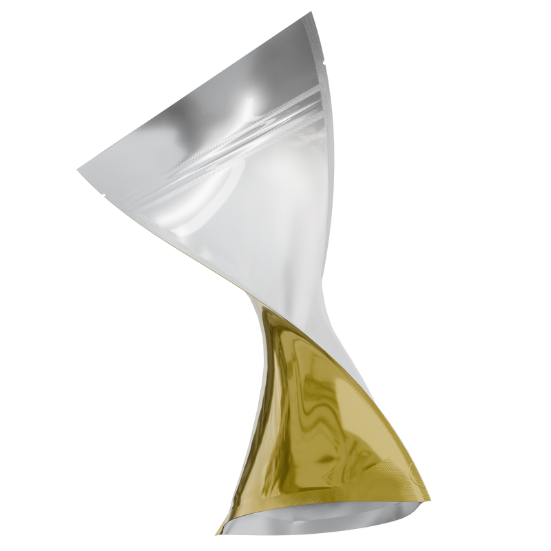 1 Ounce Gloss Gold & Clear Mylar Bags + Labels - (100 qty.)