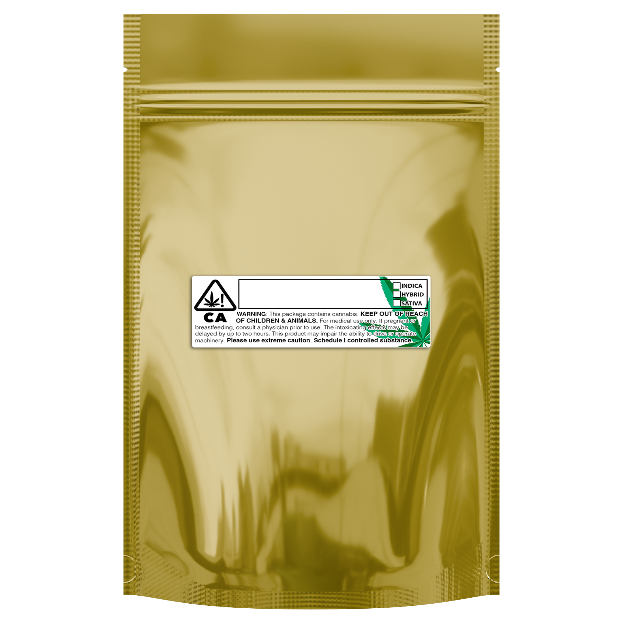 1 Ounce Gloss Gold & Clear Mylar Bags + Labels - (100 qty.) - Dragon Chewer